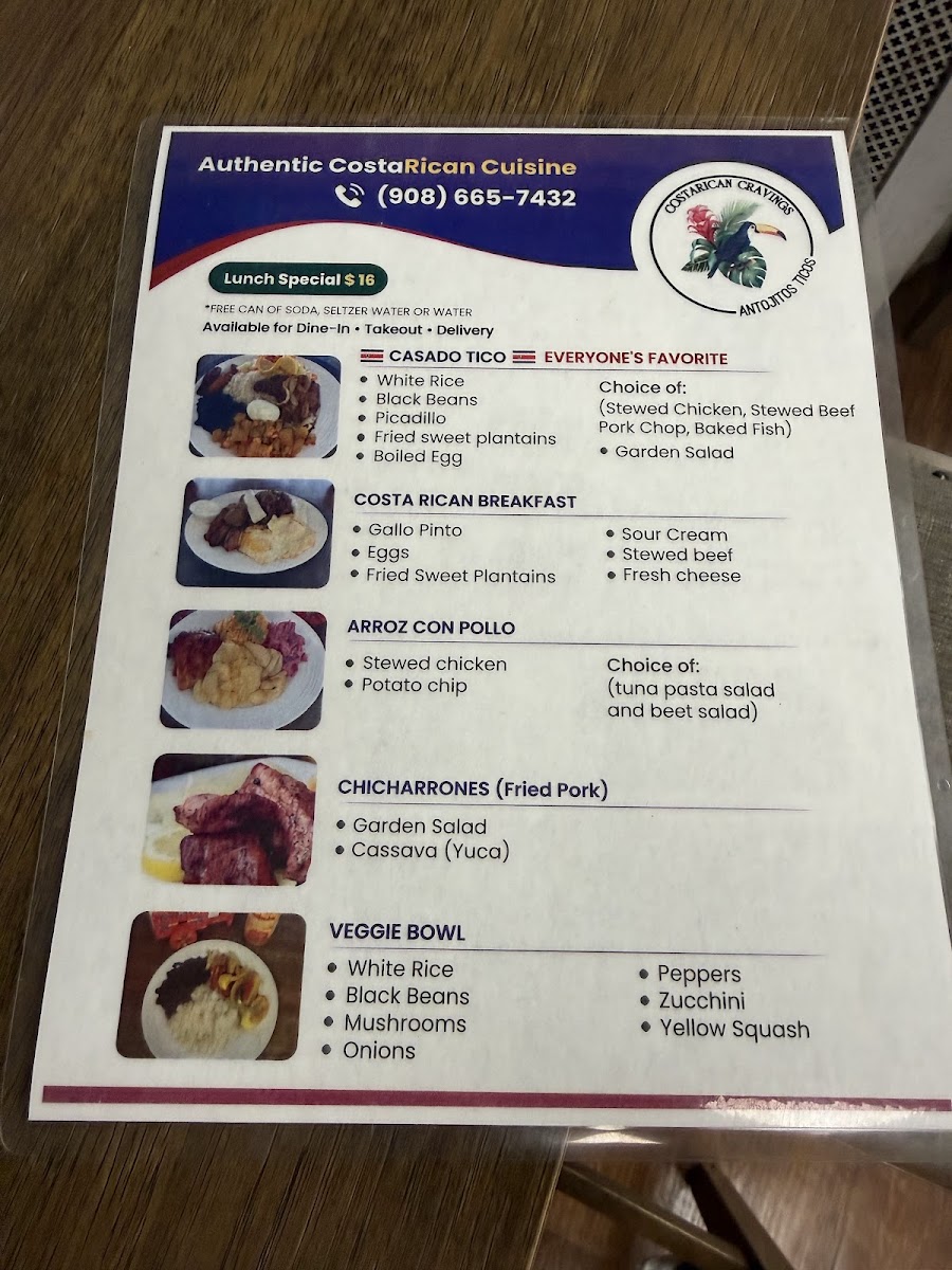 CostaRican Cravings menu board