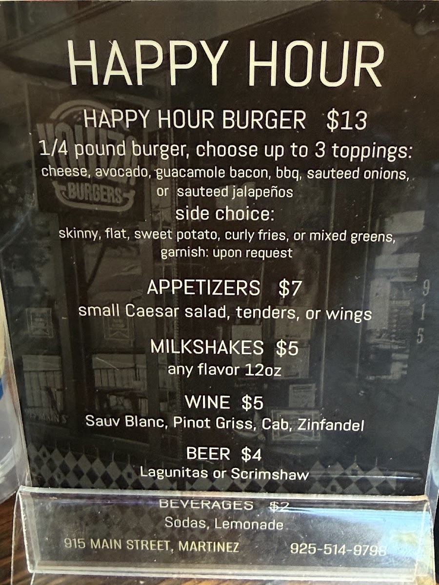 Yowza Burgers menu board