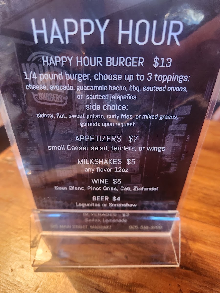 Yowza Burgers menu board