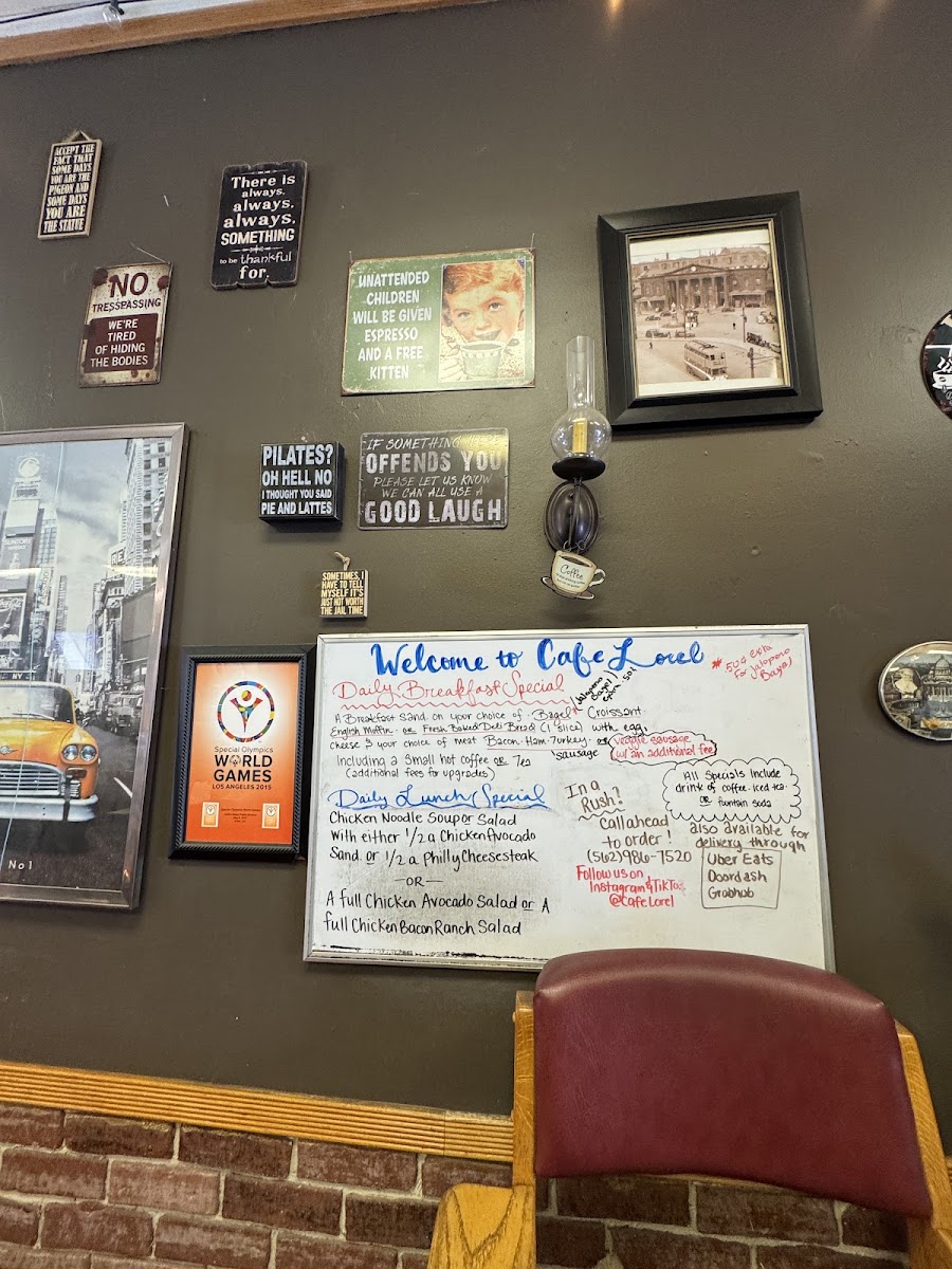 Cafe Lorel menu board