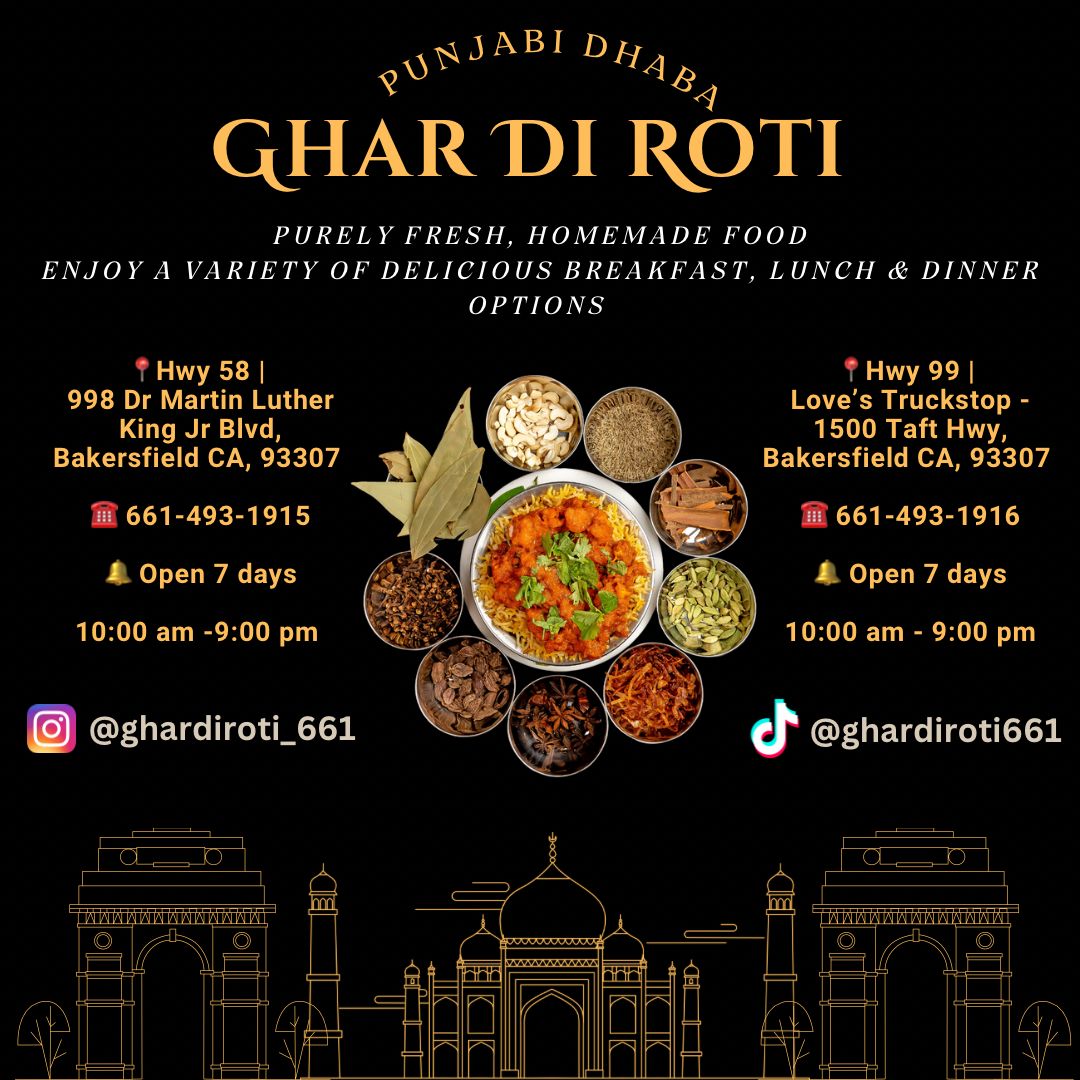 Ghar Di Roti Punjabi Dhaba 2 menu board