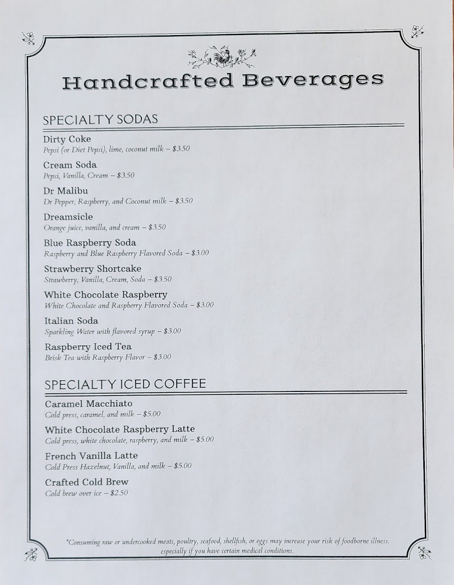 Irma's Place menu board