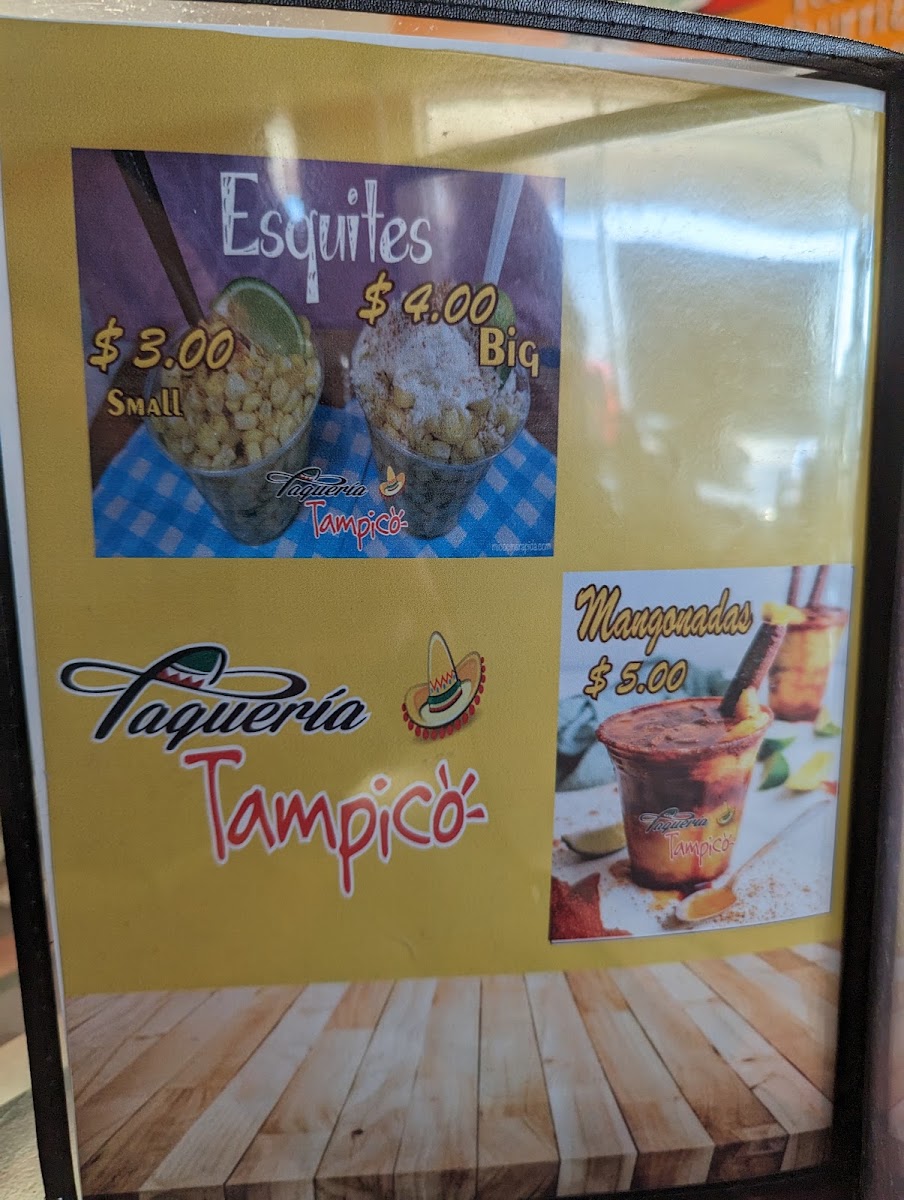 Taqueria Tampico menu board
