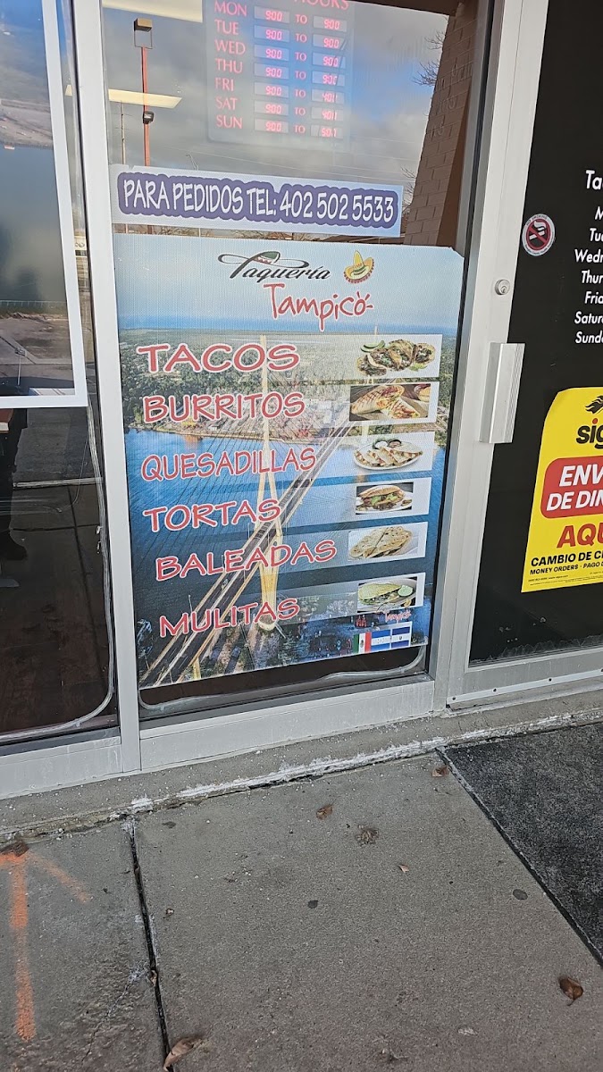 Taqueria Tampico menu board