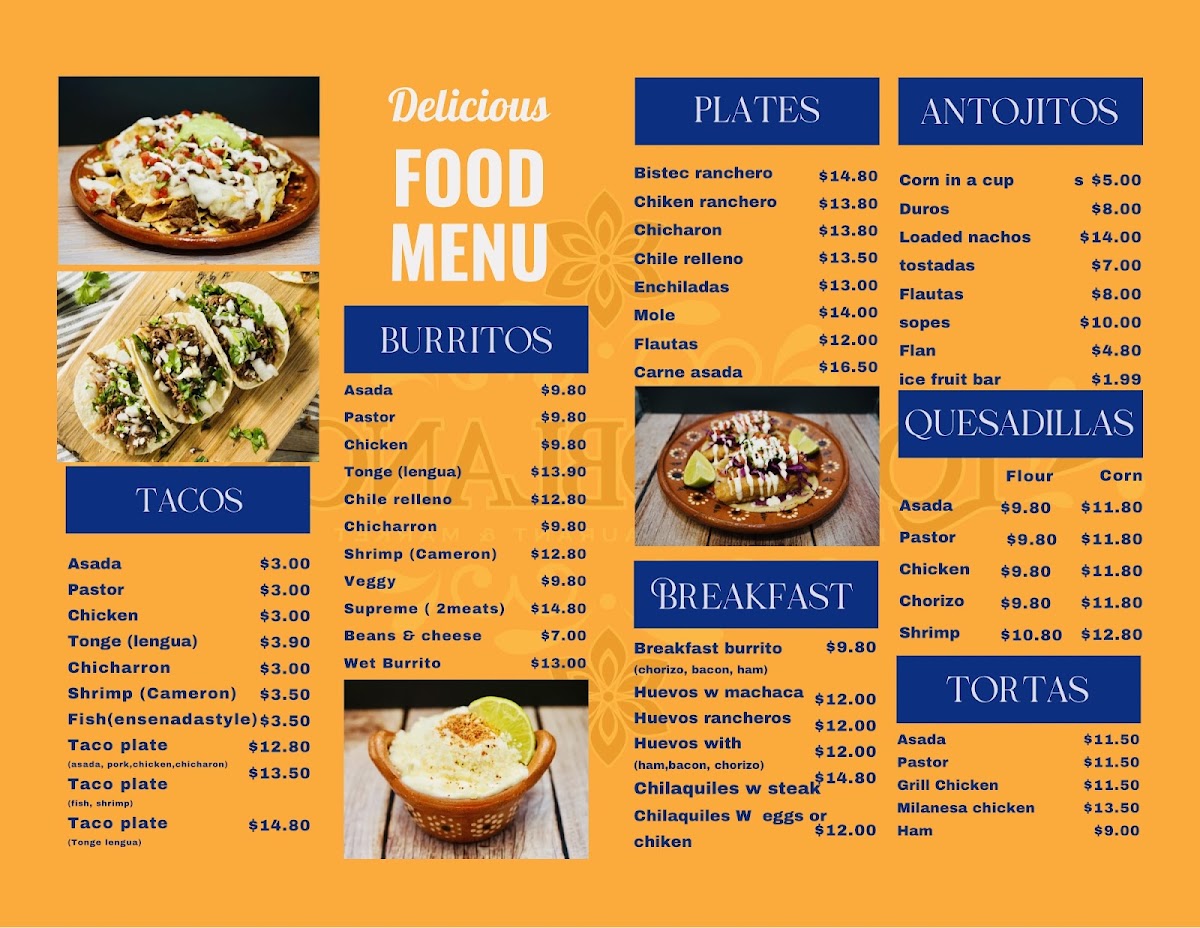 Los Poblanos Market menu board