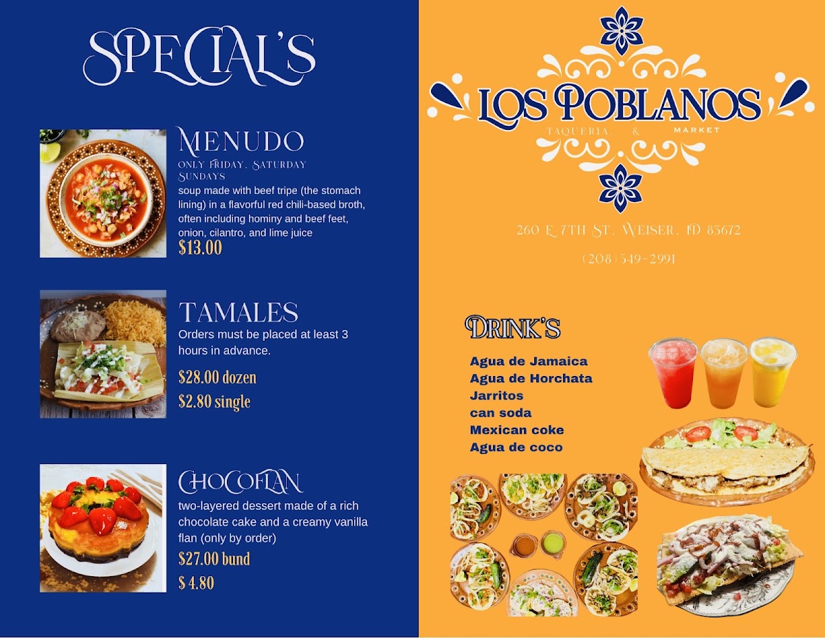Los Poblanos Market menu board