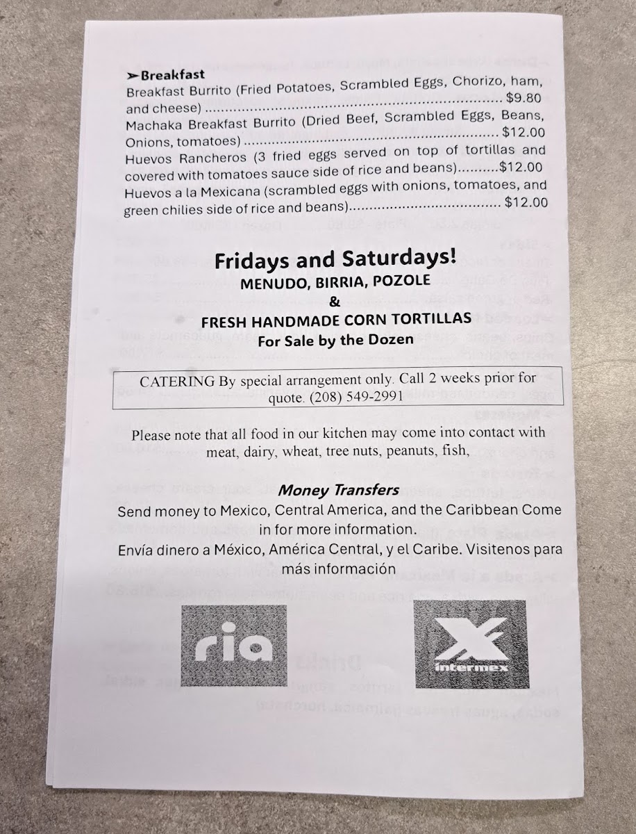 Los Poblanos Market menu board