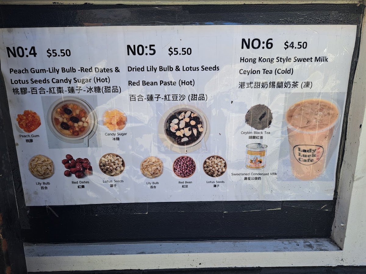 Lady Luck Cafe menu board