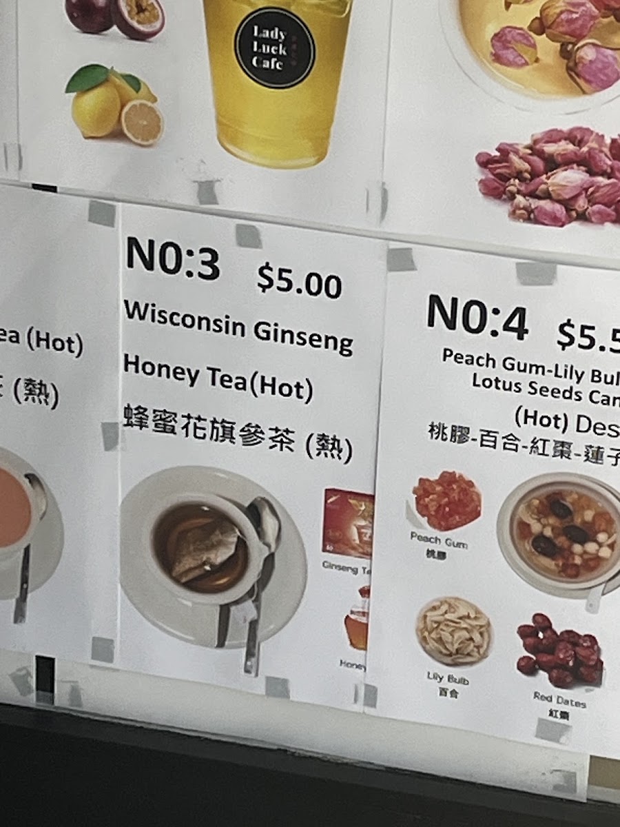 Lady Luck Cafe menu board