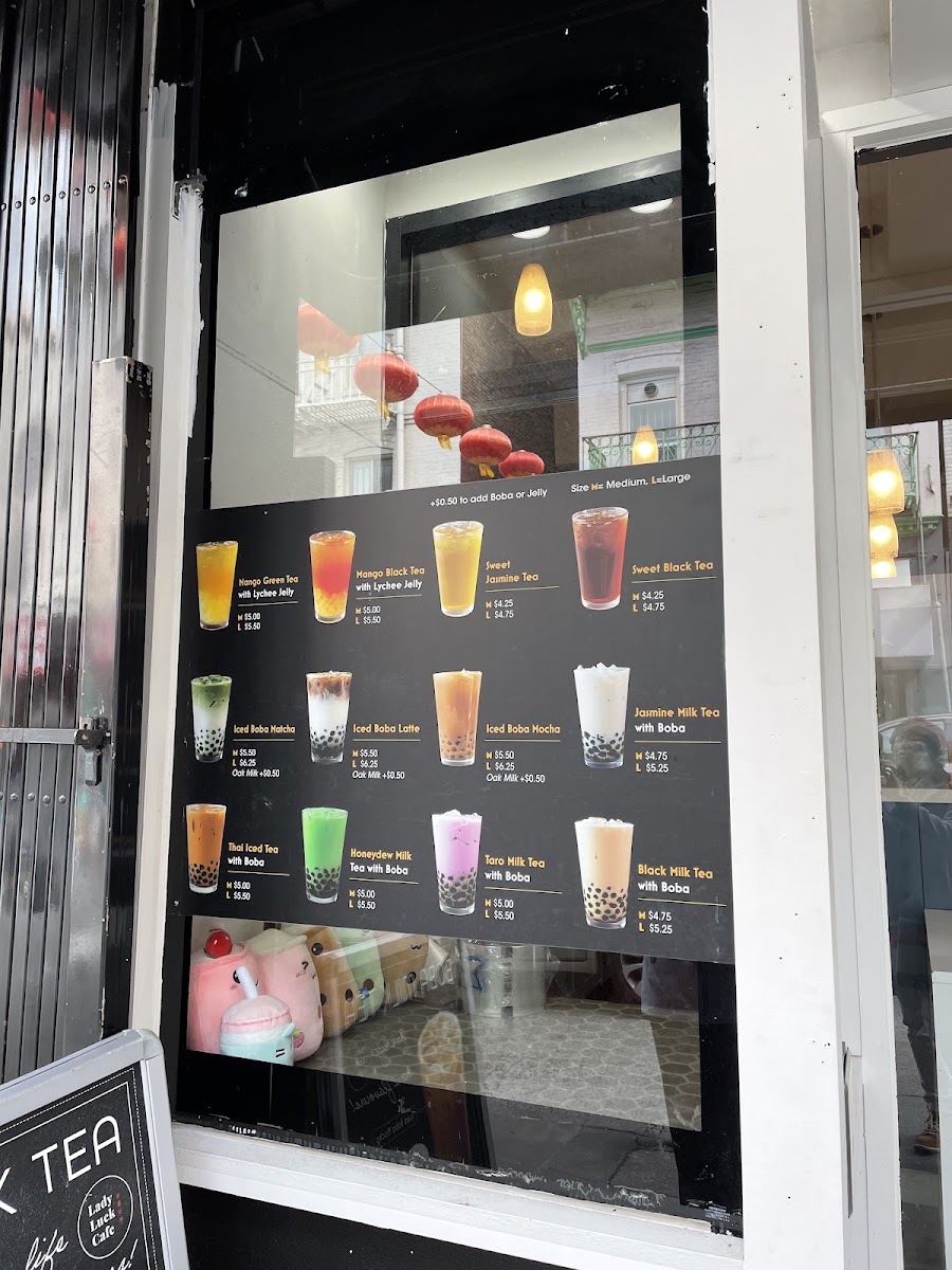 Lady Luck Cafe menu board