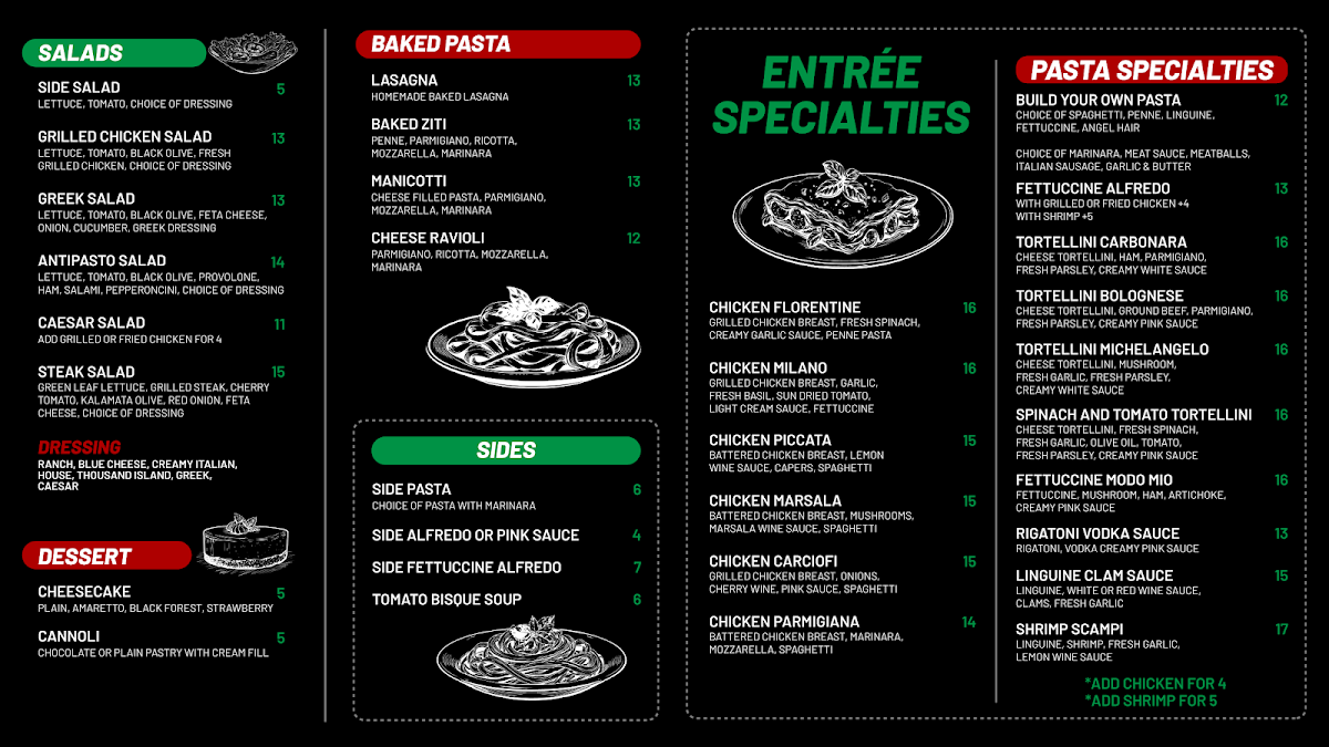 Little Brothers Pizza menu board