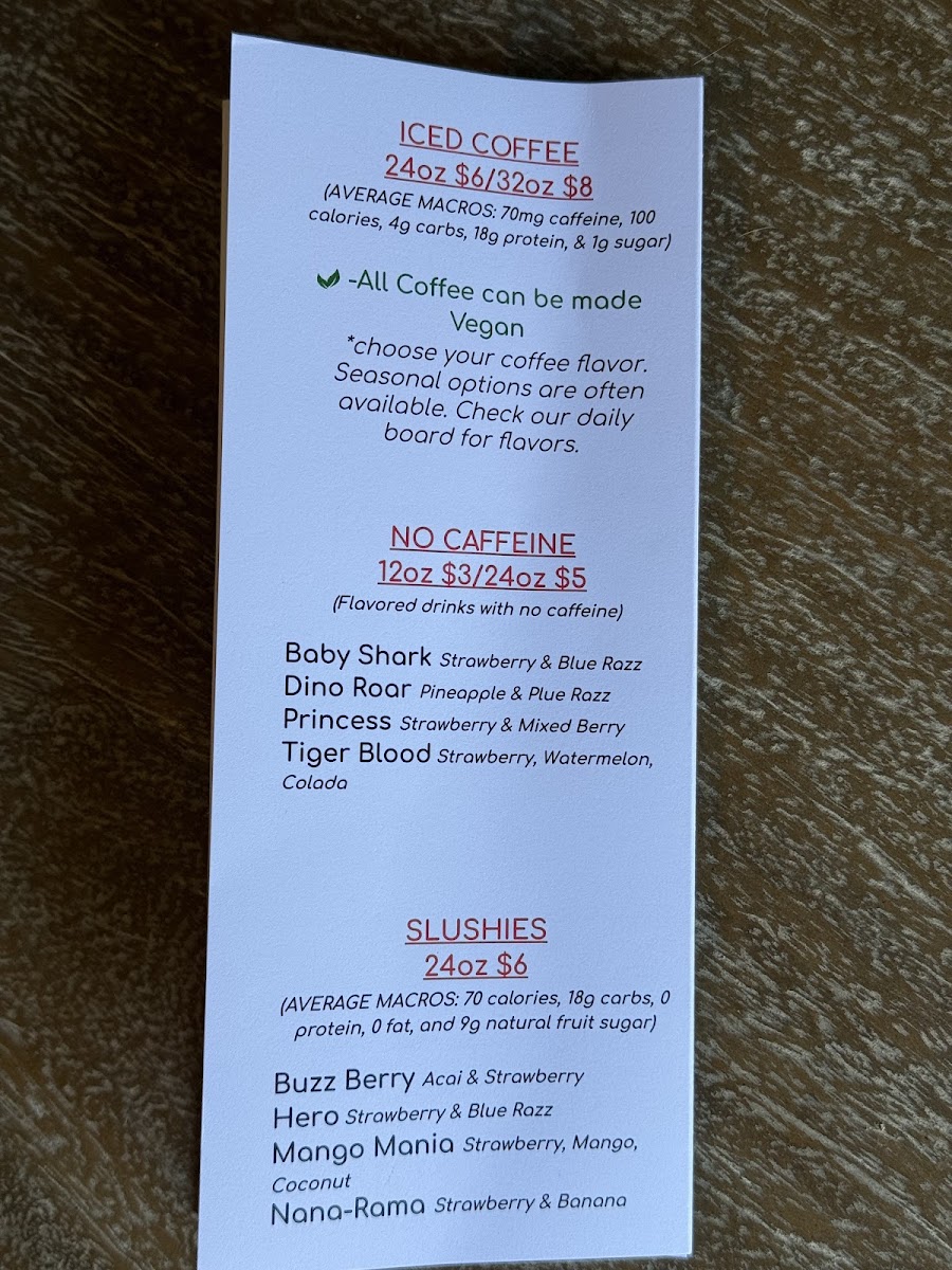 Fired-Up Nutrition menu board
