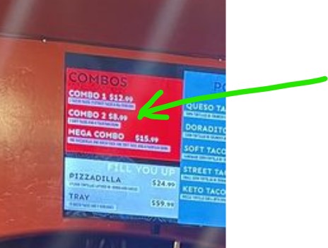 Red Tacos menu board