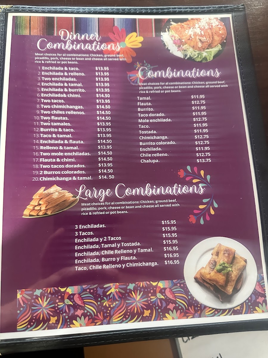 Las Esmeraldas Mexican Food menu board