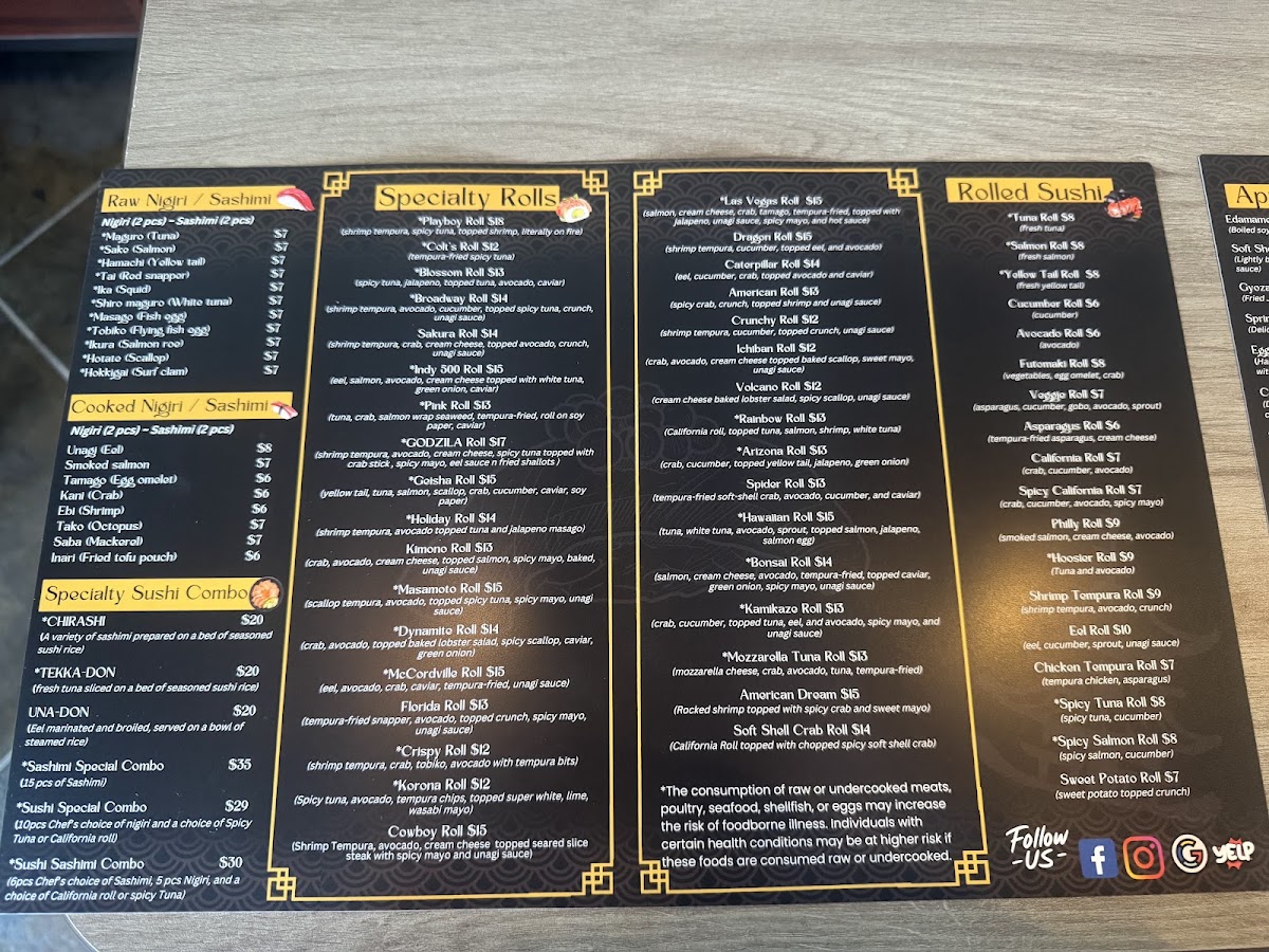 Megumi of Greensburg menu board