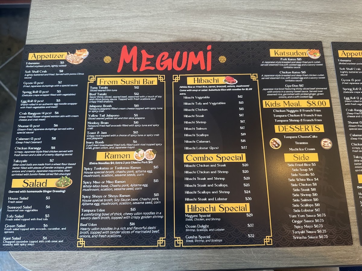 Megumi of Greensburg menu board