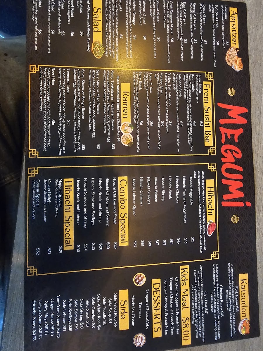 Megumi of Greensburg menu board