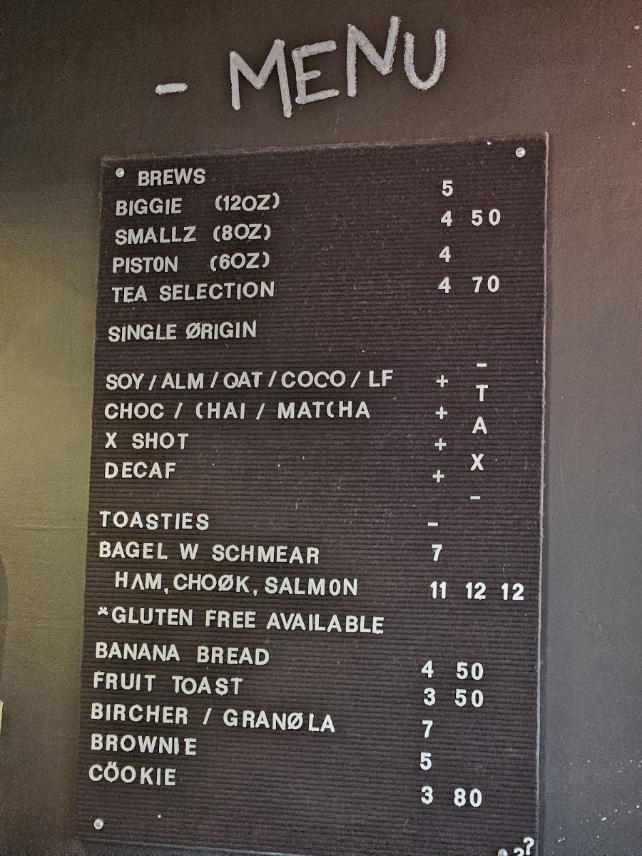 Engine Room Espresso menu board