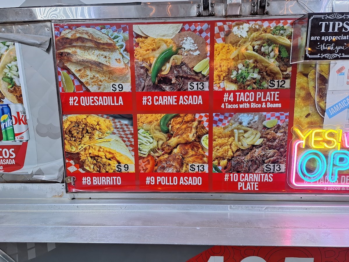 Taqueria La Chiva menu board