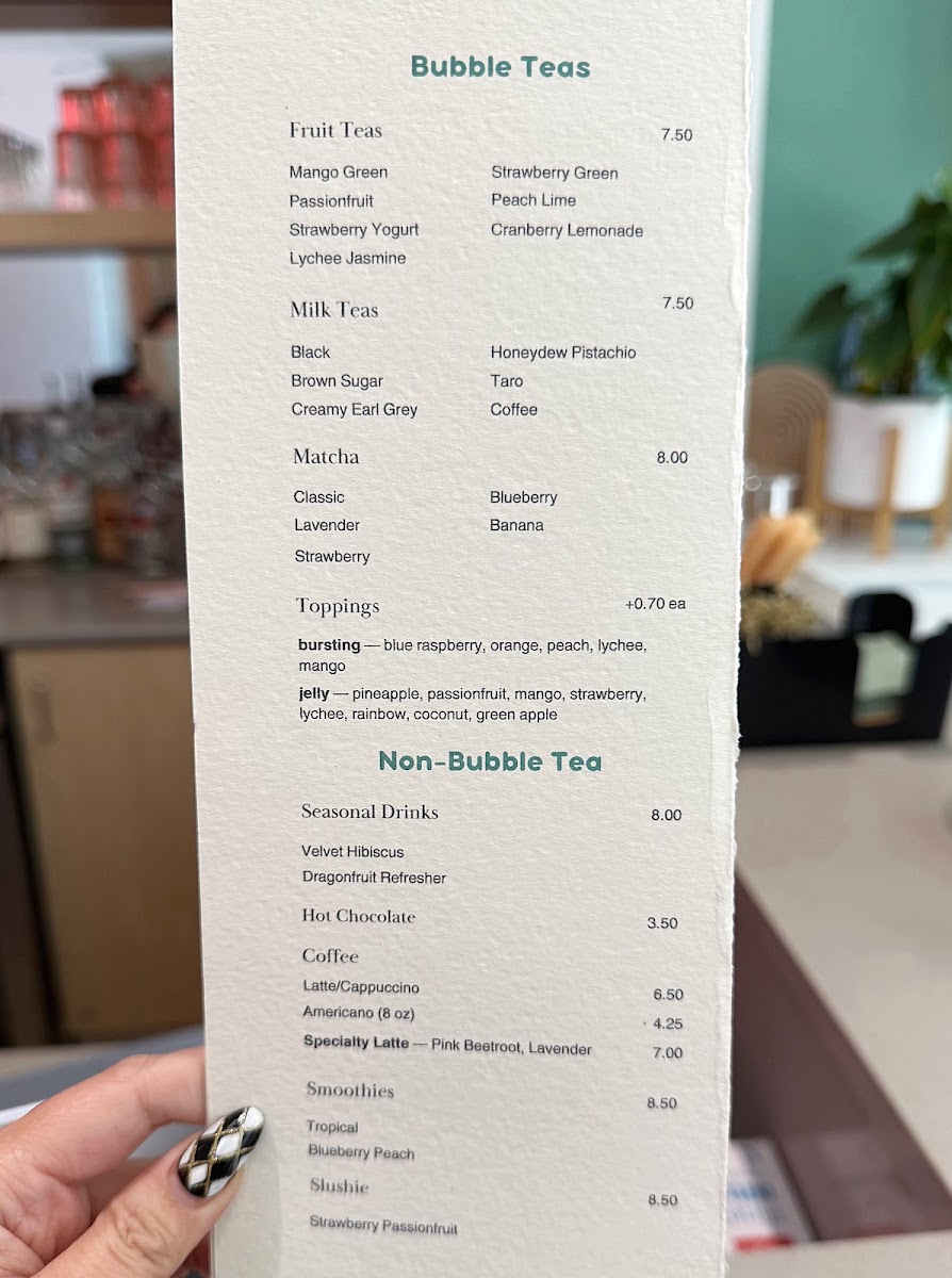 ArTeA Restaurant + Bar menu board