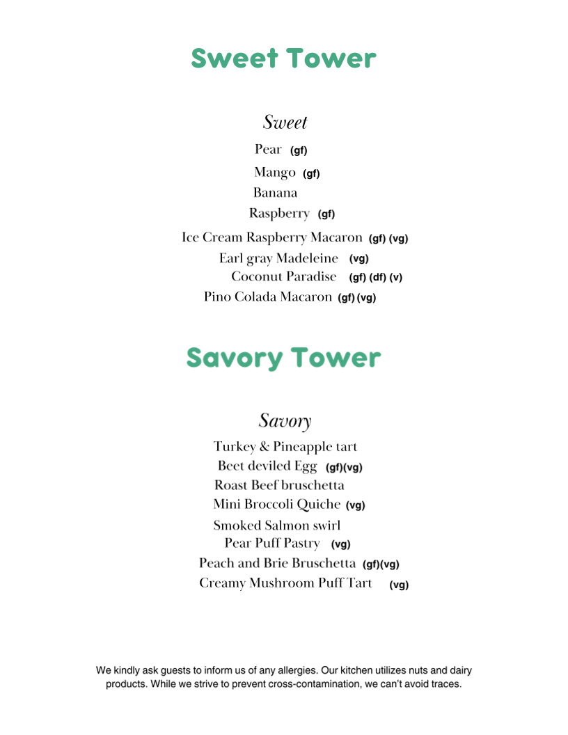 ArTeA Restaurant + Bar menu board