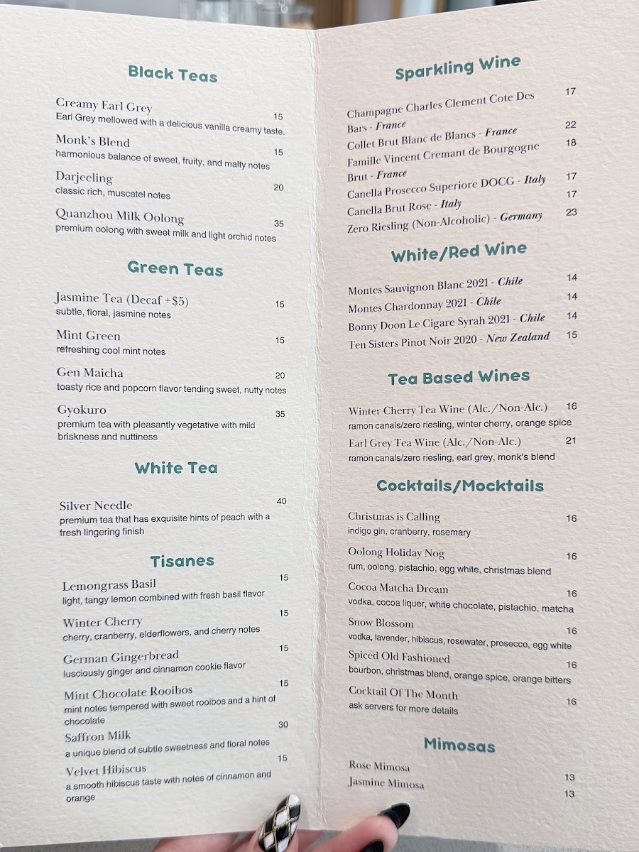 ArTeA Restaurant + Bar menu board