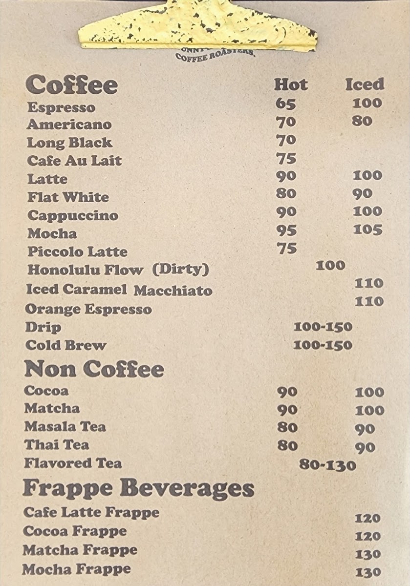 Sunny Bear coffee roasters shop. menu board