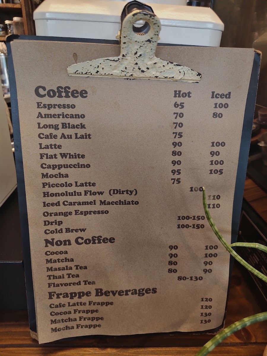 Sunny Bear coffee roasters shop. menu board