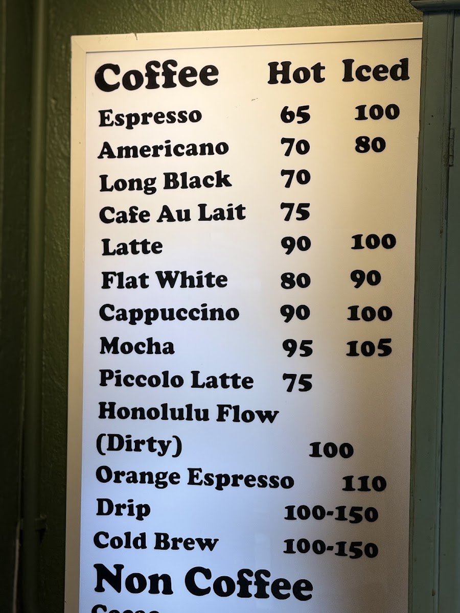 Sunny Bear coffee roasters shop. menu board