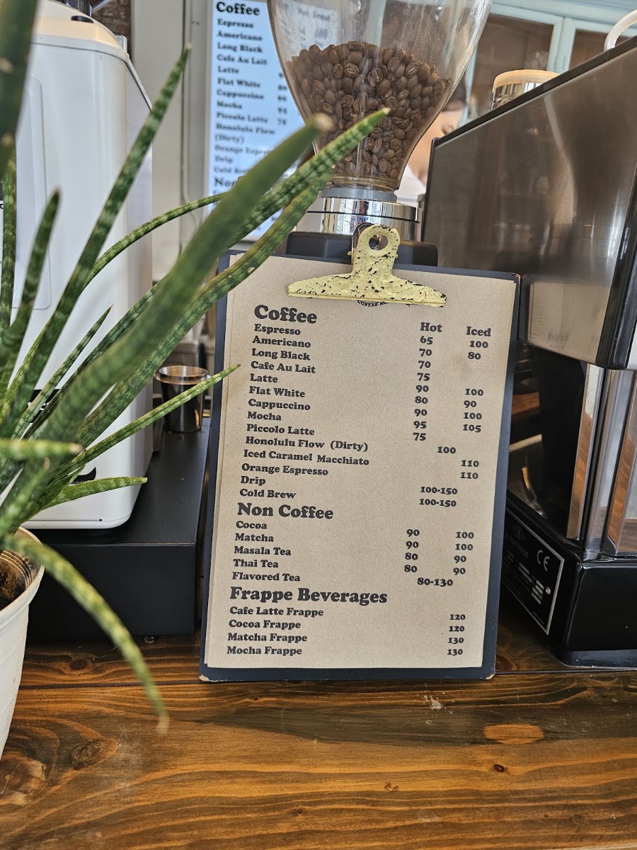 Sunny Bear coffee roasters shop. menu board
