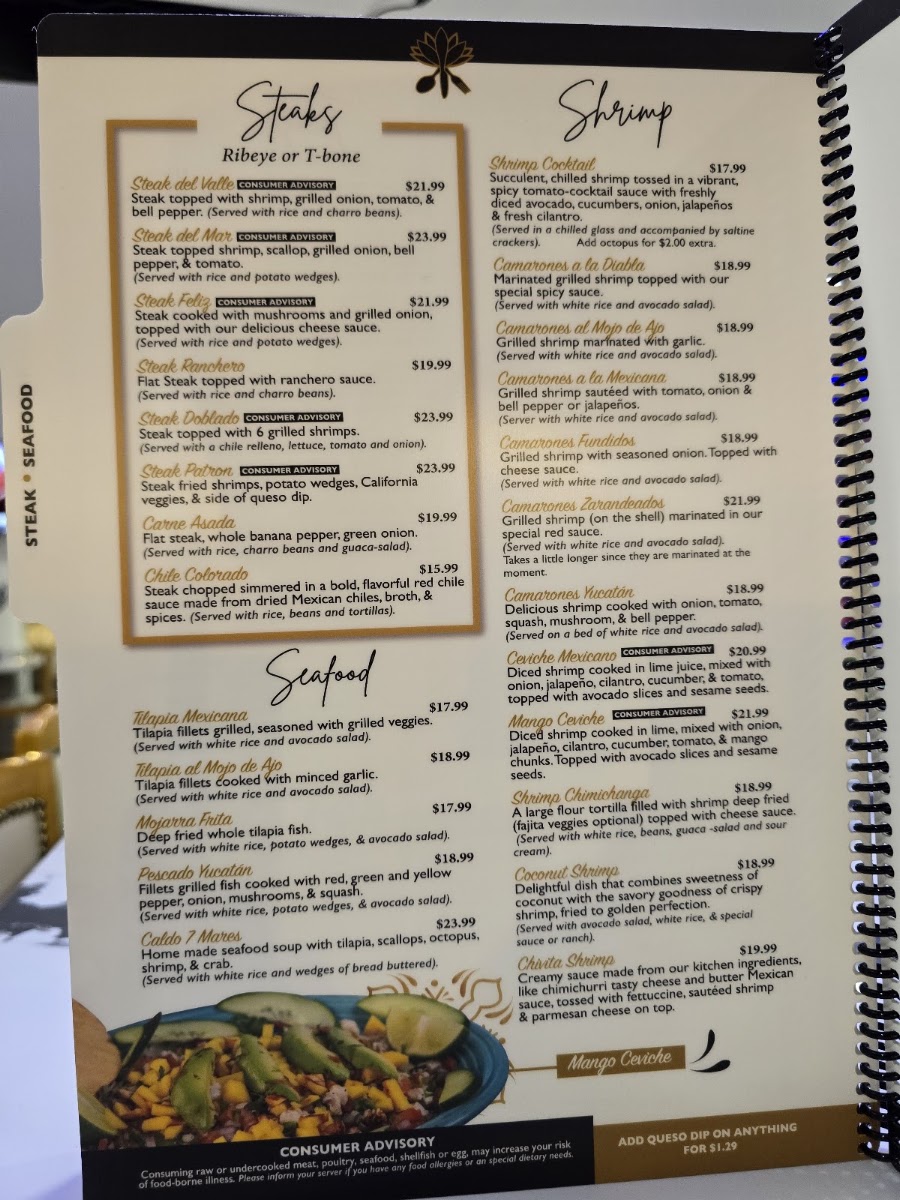 Casa Blanca Cocina Mexicana menu board