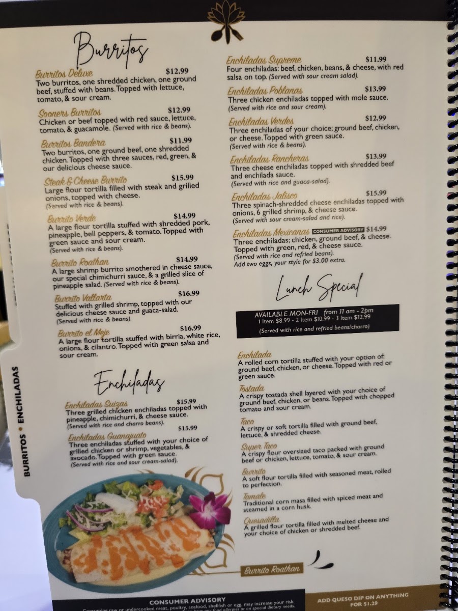 Casa Blanca Cocina Mexicana menu board