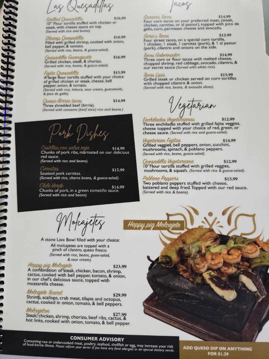 Casa Blanca Cocina Mexicana menu board