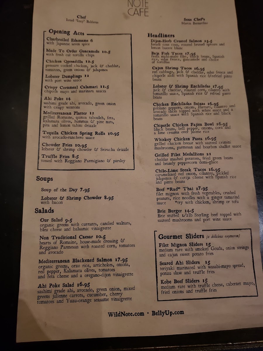 Tavern menu board