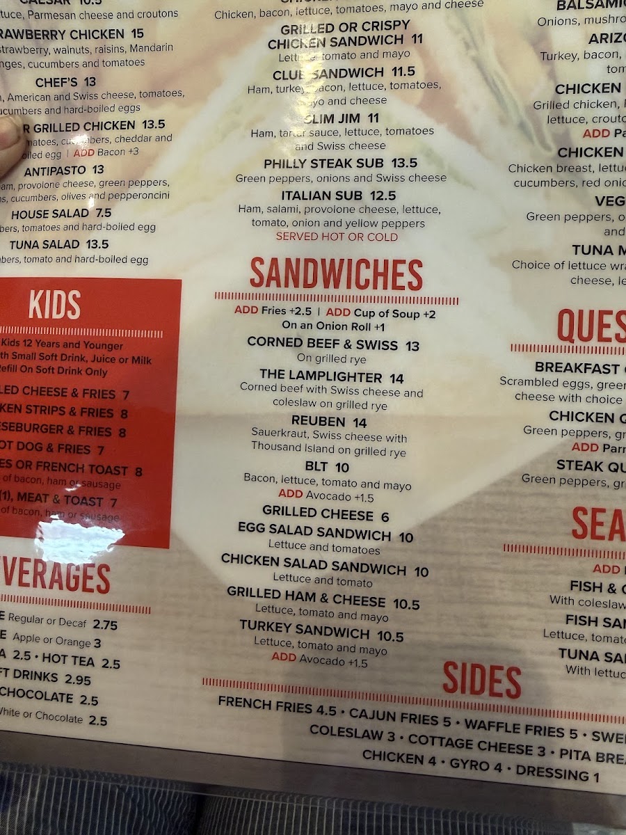 S&J’s Cafe menu board