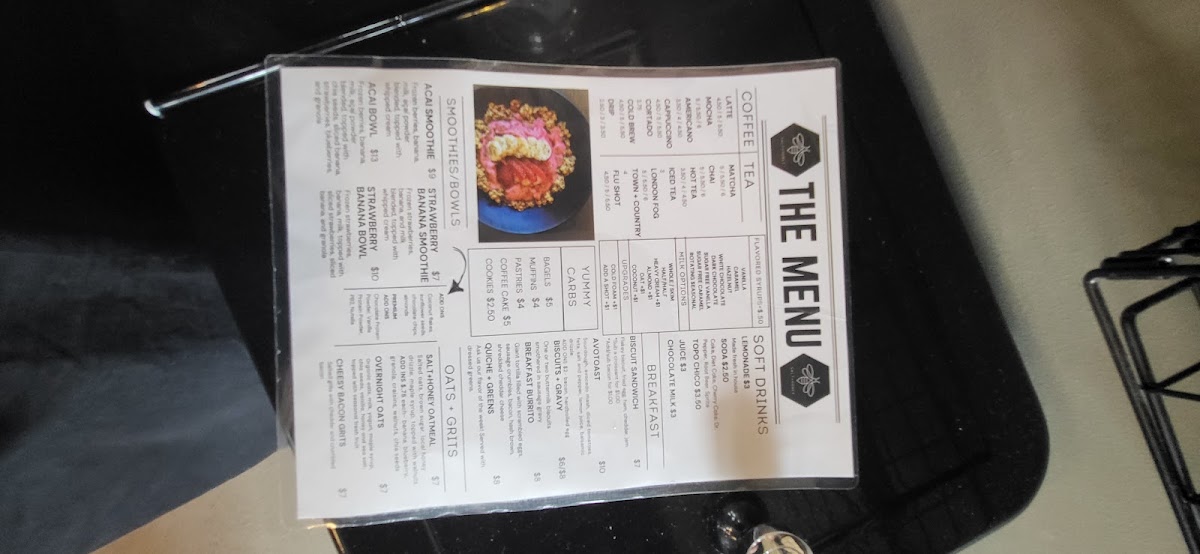 Salt and Honey Bistro menu board