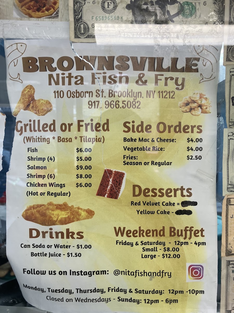 Brownsville Nita fish and fry menu board