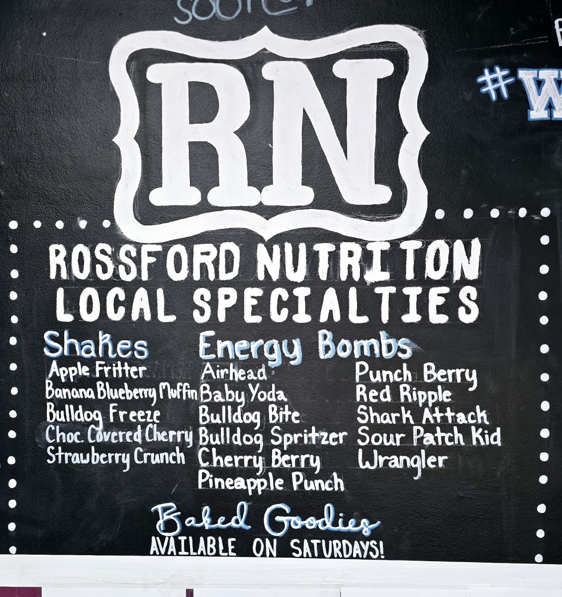 Rossford Nutrition menu board