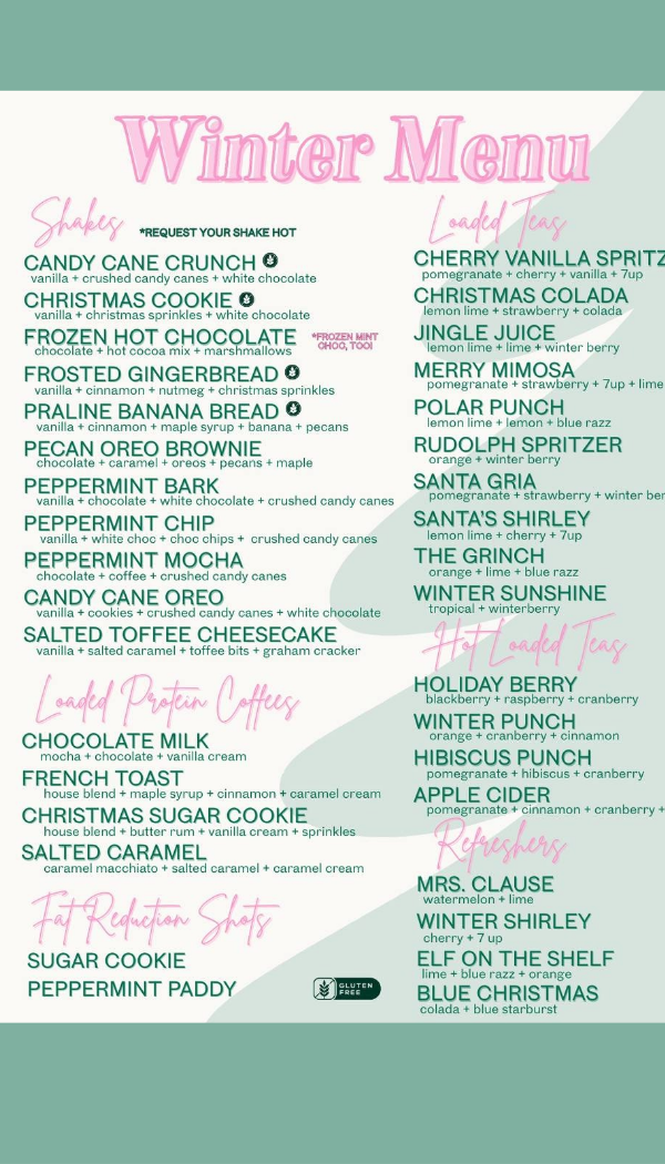 Rossford Nutrition menu board