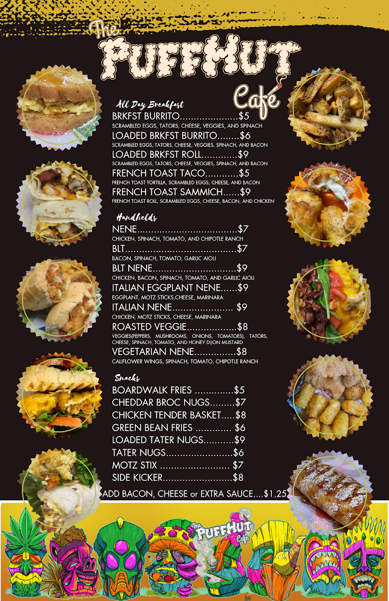 The Puff Hut Café menu board