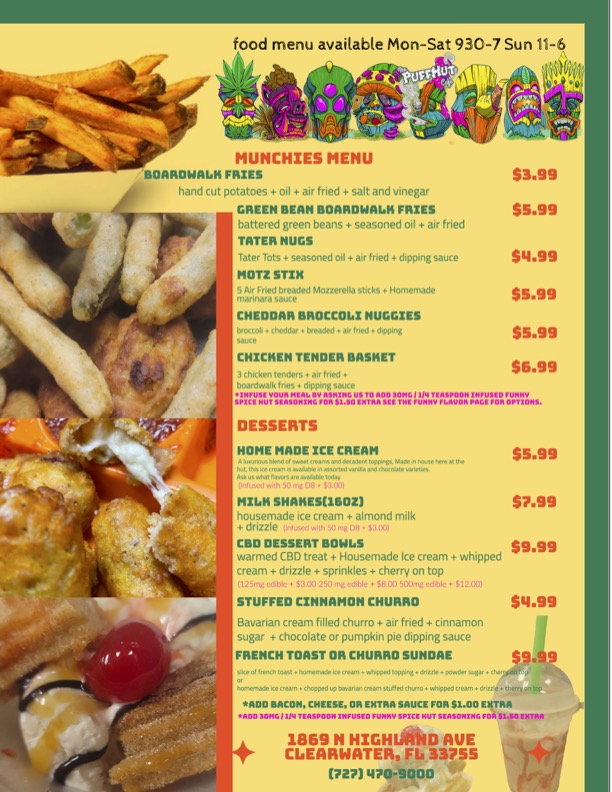 The Puff Hut Café menu board