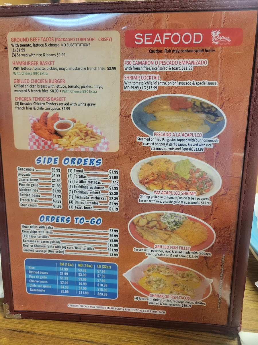 Los Compadres menu board