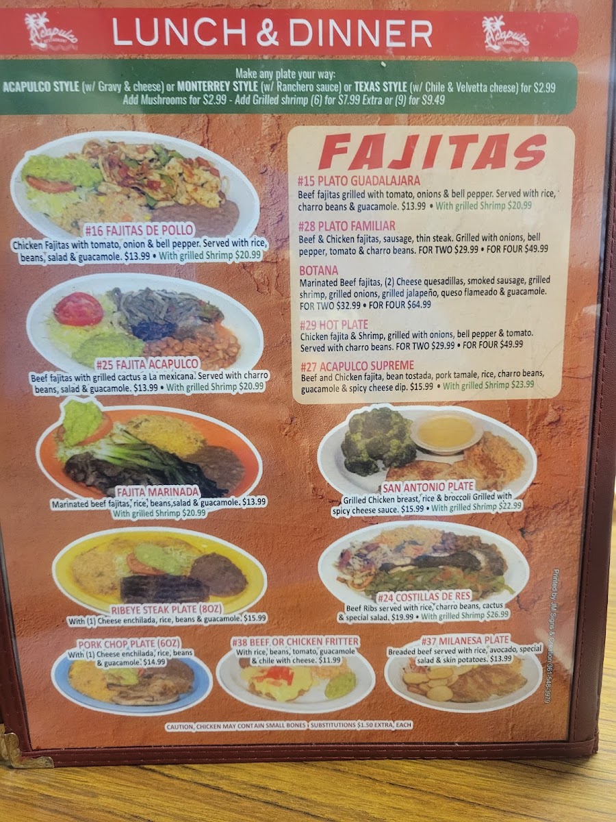 Los Compadres menu board