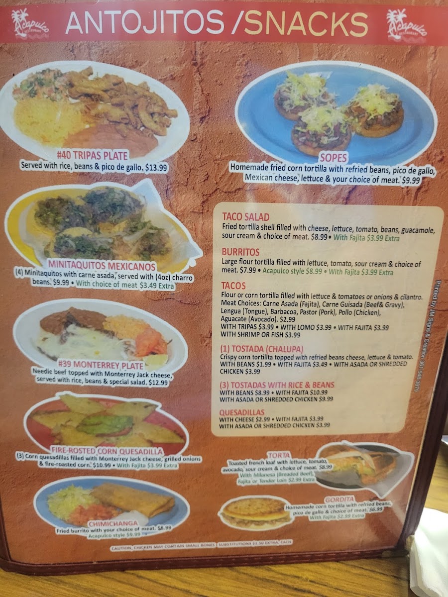 Los Compadres menu board