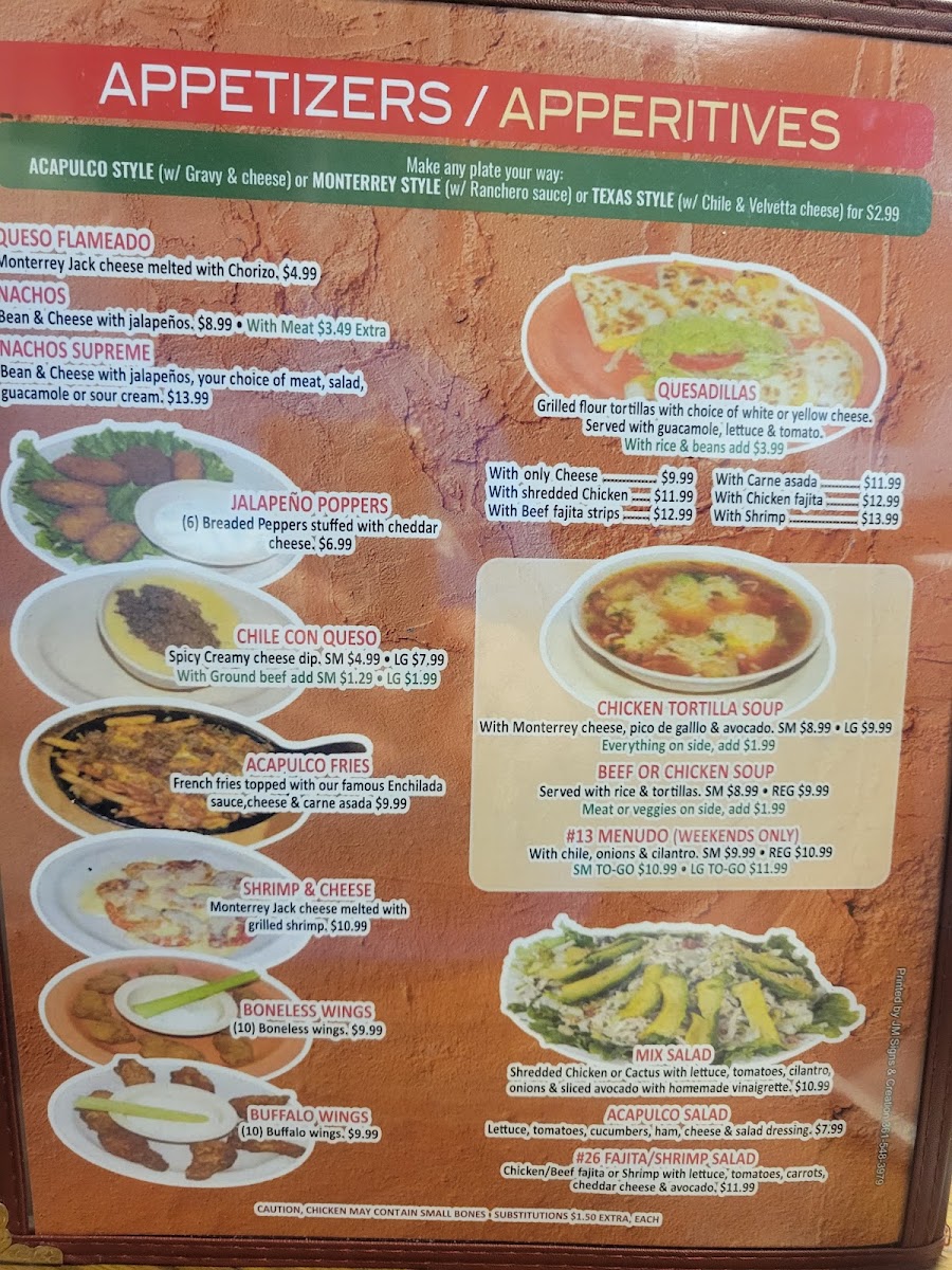 Los Compadres menu board