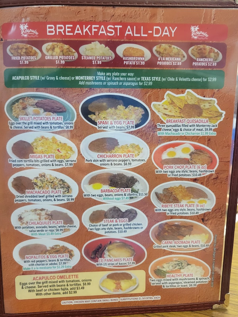 Los Compadres menu board