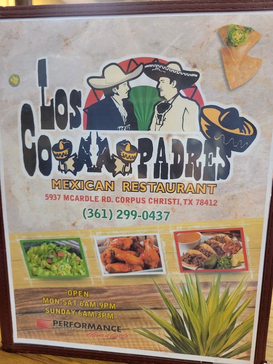 Los Compadres menu board