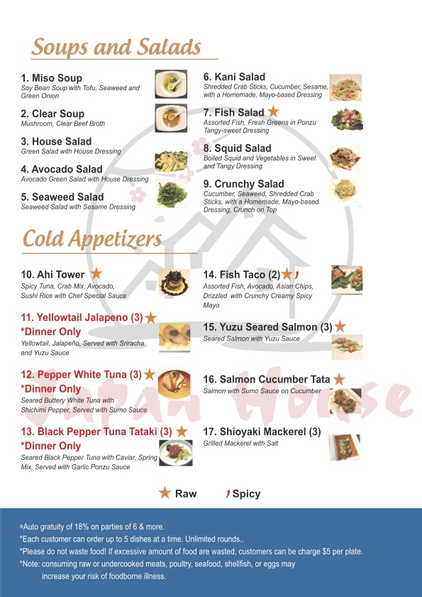 Japan House Springfield menu board