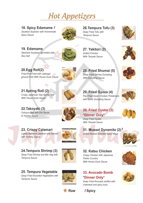 Japan House Springfield menu board