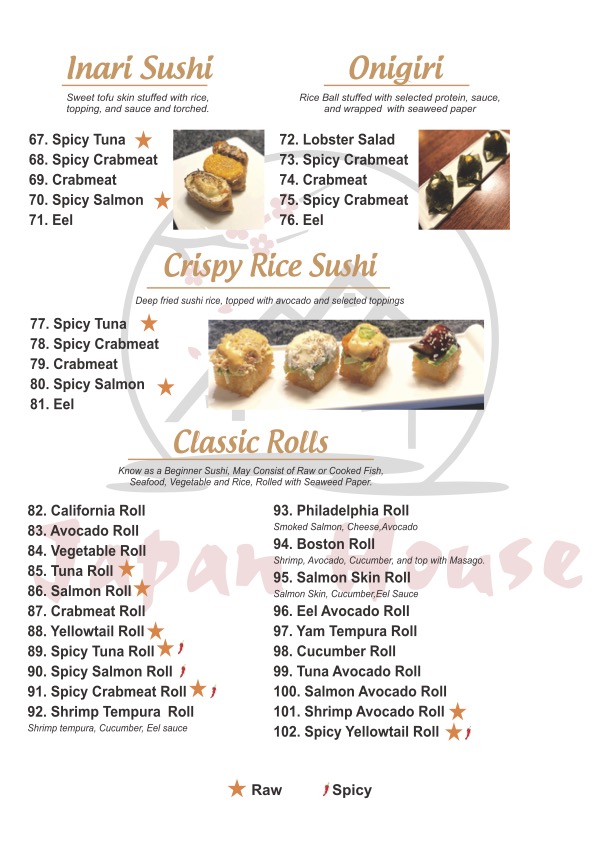 Japan House Springfield menu board